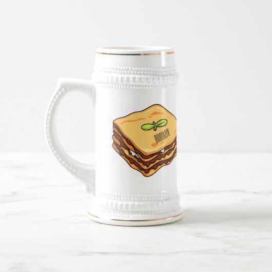 Lasagna Cartoon Illustration Bierglas (Links)