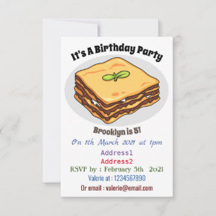 Lasagna Cartoon Illustration Einladung