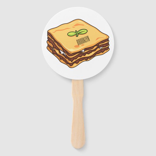 Lasagna Cartoon Illustration Fächer (Vorderseite)