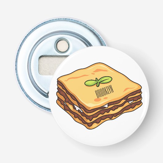 Lasagna Cartoon Illustration Flaschenöffner (Vorderseite)