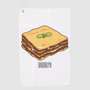 Lasagna Cartoon Illustration Golfhandtuch