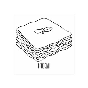 Lasagna Cartoon Illustration Gummistempel