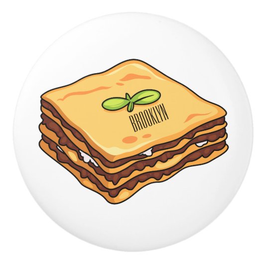 Lasagna Cartoon Illustration Keramikknauf (Vorderseite)