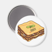 Lasagna Cartoon Illustration Magnet (Vorderseite/Rückseite)
