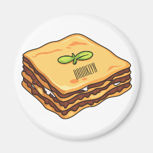 Lasagna Cartoon Illustration Magnet