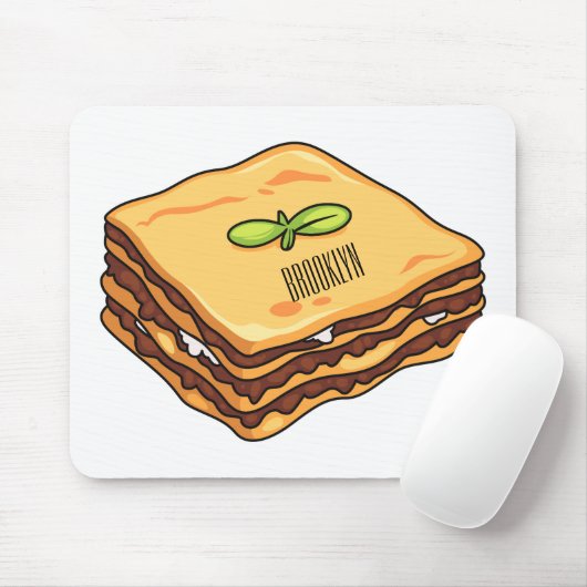 Lasagna Cartoon Illustration Mousepad (Mit Mouse)