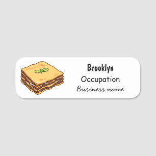Lasagna Cartoon Illustration Namensschild