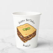 Lasagna Cartoon Illustration Pappbecher (Rückseite)