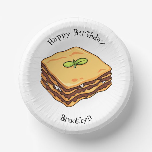 Lasagna Cartoon Illustration Pappteller (Vorderseite)