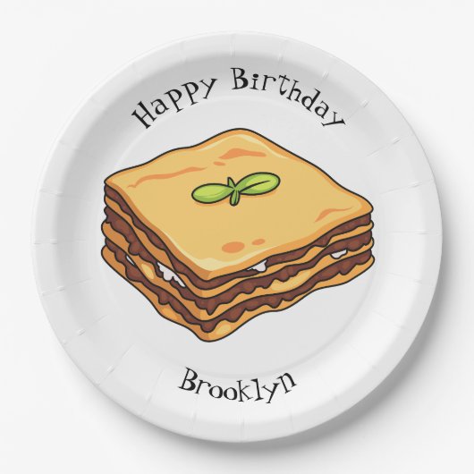 Lasagna Cartoon Illustration Pappteller (Vorderseite)