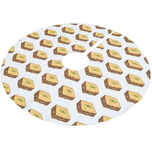 Lasagna Cartoon Illustration Polyester Weihnachtsbaumdecke (Schrägansicht)