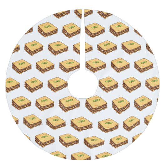 Lasagna Cartoon Illustration Polyester Weihnachtsbaumdecke (Vorderseite)
