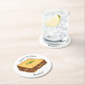 Lasagna Cartoon Illustration Runder Pappuntersetzer (Vor Ort)