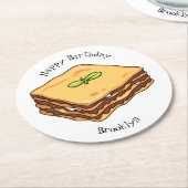Lasagna Cartoon Illustration Runder Pappuntersetzer (Angewinkelt)