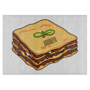 Lasagna Cartoon Illustration Schneidebrett