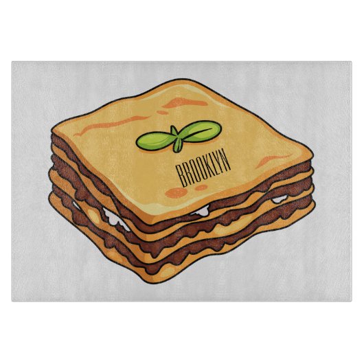 Lasagna Cartoon Illustration Schneidebrett (Vorderseite)