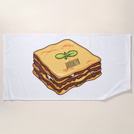 Lasagna Cartoon Illustration Strandtuch (Vorderseite)