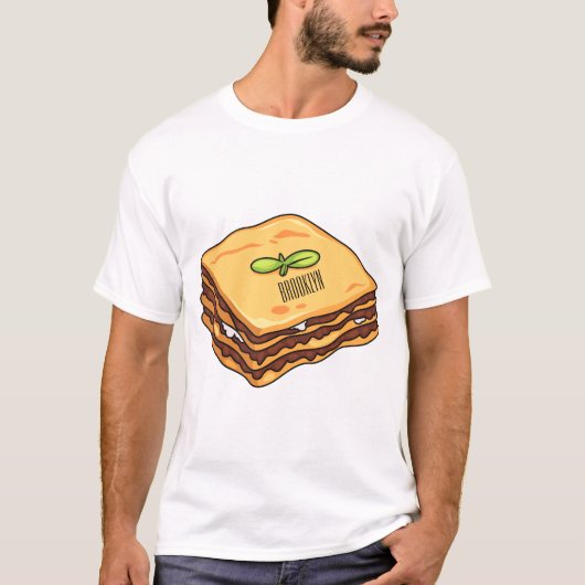 Lasagna Cartoon Illustration T-Shirt (Vorderseite)