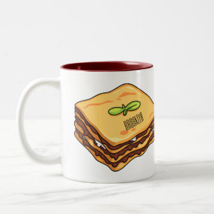 Lasagna Cartoon Illustration Zweifarbige Tasse