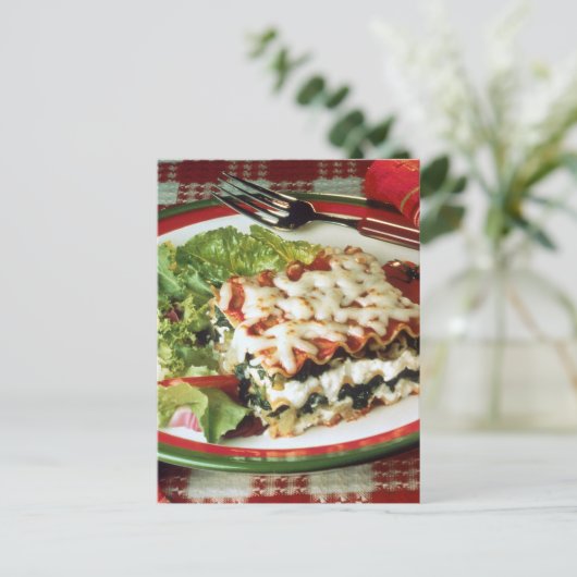 Lasagna Dinner Postkarte (Stehend Vorderseite)