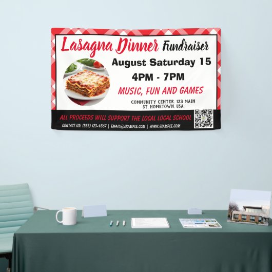 Lasagna Dinner red Fundraiser Banner (Messeveranstaltung)