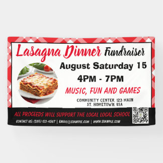 Lasagna Dinner red Fundraiser Banner
