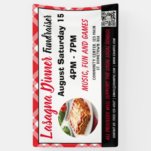 Lasagna Dinner red Fundraiser Banner (Vertikal)
