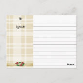 Lasagna Italienische Kochkarte Postkarte (Rückseite)