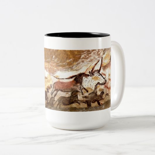 Lascaux Höhlenmalerei: Stiere (Version II) Zweifarbige Tasse (VorderseiteRechts)