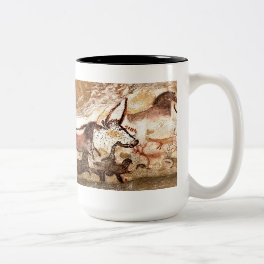 Lascaux Höhlenmalerei: Stiere (Version II) Zweifarbige Tasse (Rechts)