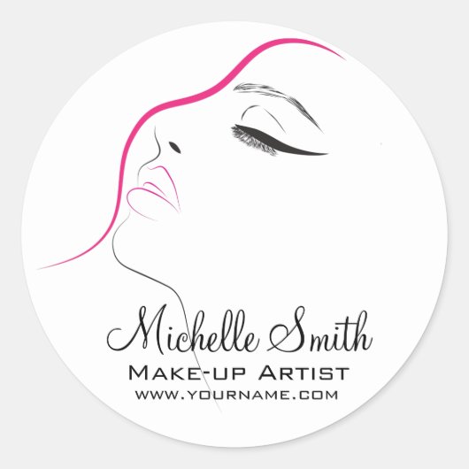 LASCHINENWimpern Lash Extensions Pink Black Runder Aufkleber (Vorderseite)