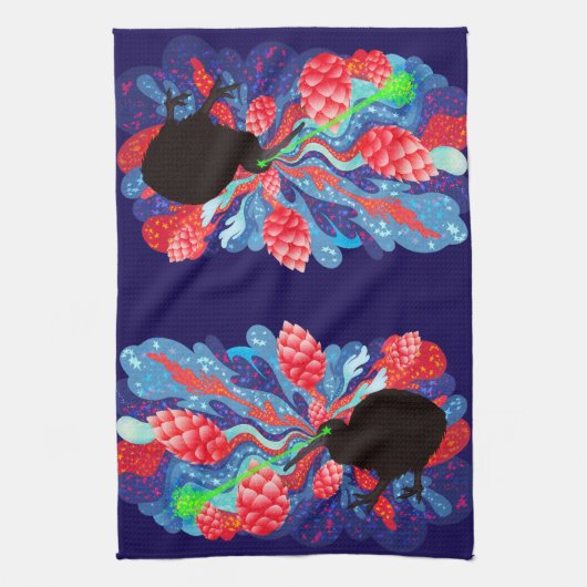 Lase Kiwi-Hop-Explosion Geschirrtuch (Vertikal)