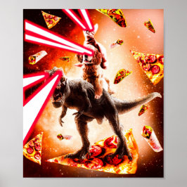Laser Augen Weltraumkatze Reithund und Dinosaurier Poster