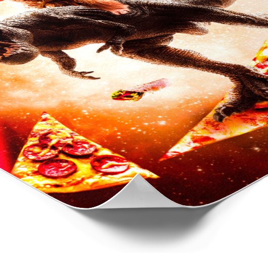 Laser Augen Weltraumkatze Reithund und Dinosaurier Poster (Ecke)