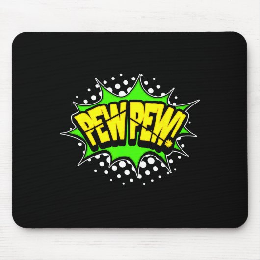 Laser Blaster Pew-Pew! Aktionswort Comicbuch Mousepad (Vorne)
