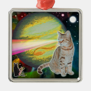 Laser-Cat-Mossbody-Ornament Silbernes Ornament
