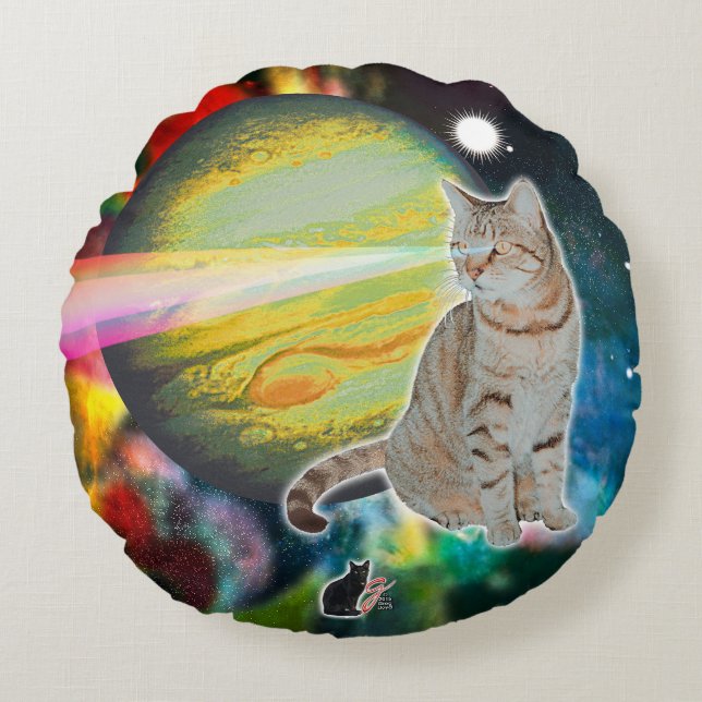 Laser-Cat-Mossbody Rundes Kissen (Vorderseite)