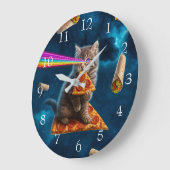 Laser Cat Pizza Party Große Wanduhr (Winkel)