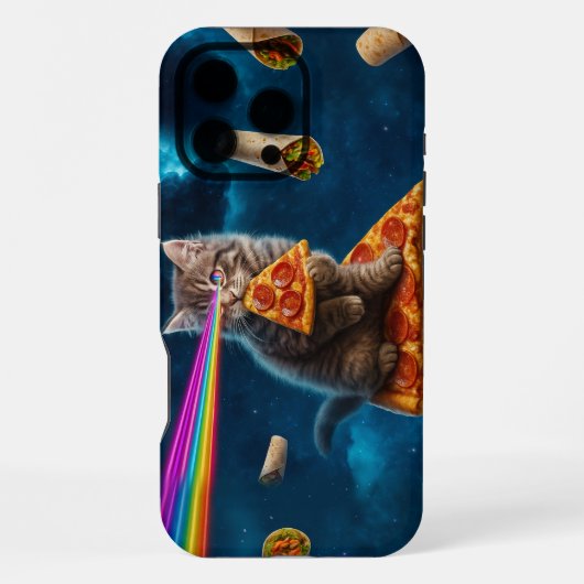 Laser Cat Pizza Party iPhone Hülle (Rückseite)