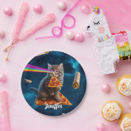 Laser Cat Pizza Party Pappteller (Party)
