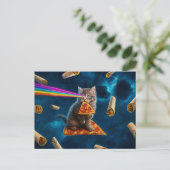 Laser Cat Pizza Party Postkarte (Stehend Vorderseite)