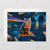 Laser Cat Pizza Party Postkarte (Vorne/Hinten)