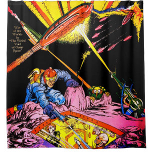 Laser-Comicen auf Planet greifen Vintage Duschvorr Duschvorhang
