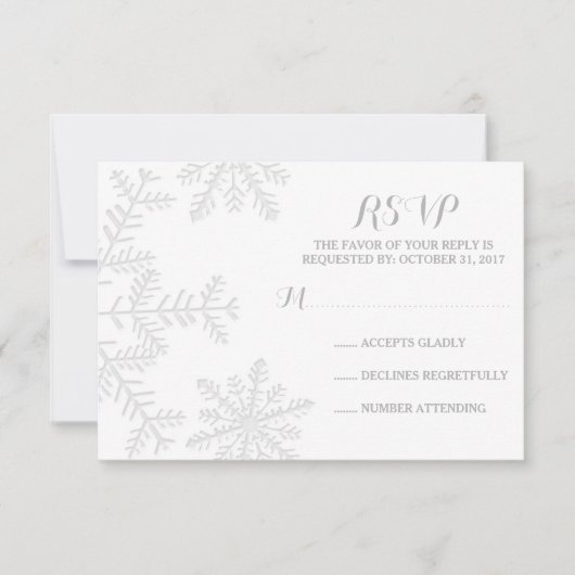 Laser-Cut-Schneeflocken Elegante Winter-Hochzeit-U RSVP Karte (Vorderseite)