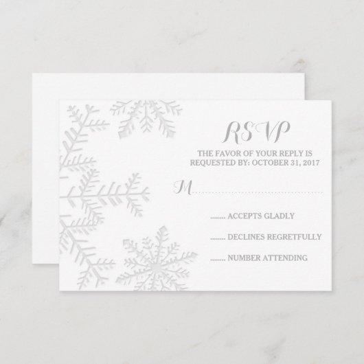 Laser-Cut-Schneeflocken Elegante Winter-Hochzeit-U RSVP Karte (Vorne/Hinten)