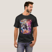 Laser Eye Space Cat auf Dinosaur Kuh Rainbow T Shi T-Shirt (Vorne ganz)