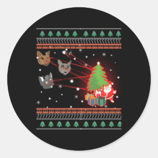Laser Eyes Cat Ugly Lights Jumper Runder Aufkleber