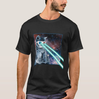 Laser Eyes Space Cat Kitty 3D Brille T-Shirt