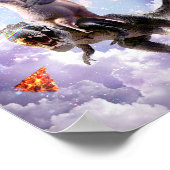 Laser Eyes Space Cat On Llama Dinosaur - Rainbow Poster (Ecke)