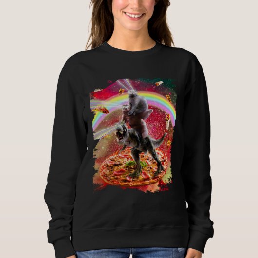 Laser Eyes Space Cat On Sloth Dinosaur  Rainbow Sweatshirt (Vorderseite)
